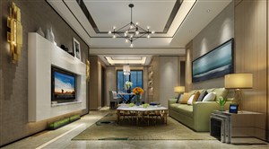 浅绿色沙发搭配两居室客厅装修效果图现代风格设计