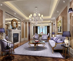 华丽的装饰欧式风格客厅装修效果图三居室设计