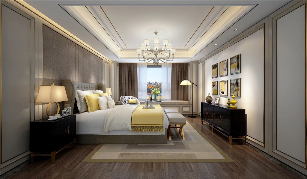 金色描边欧式风格主卧室装修效果图