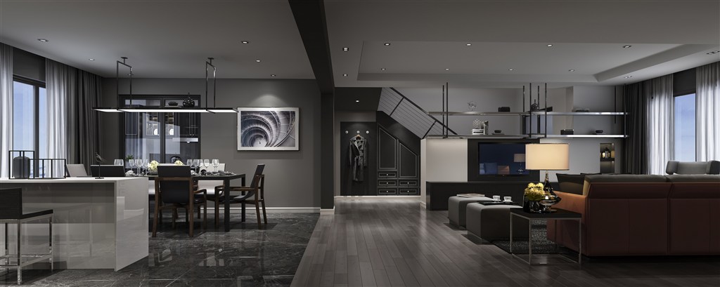 深灰暗色调客厅装修效果图现代风格设计
