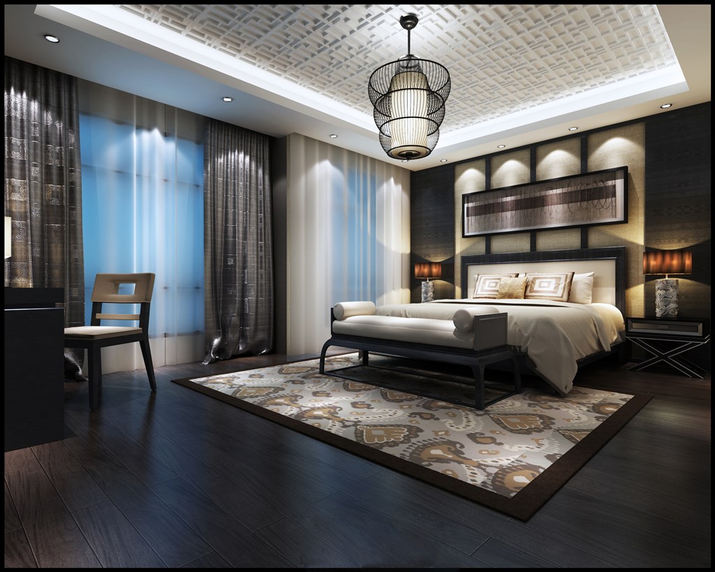 樱桃木装饰卧室装修效果图新中式风格设计
