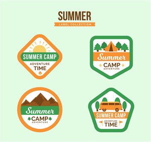 4款創意夏季野營標簽矢量素材