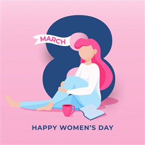 38三八国际妇节海报粉色女性卡通矢量