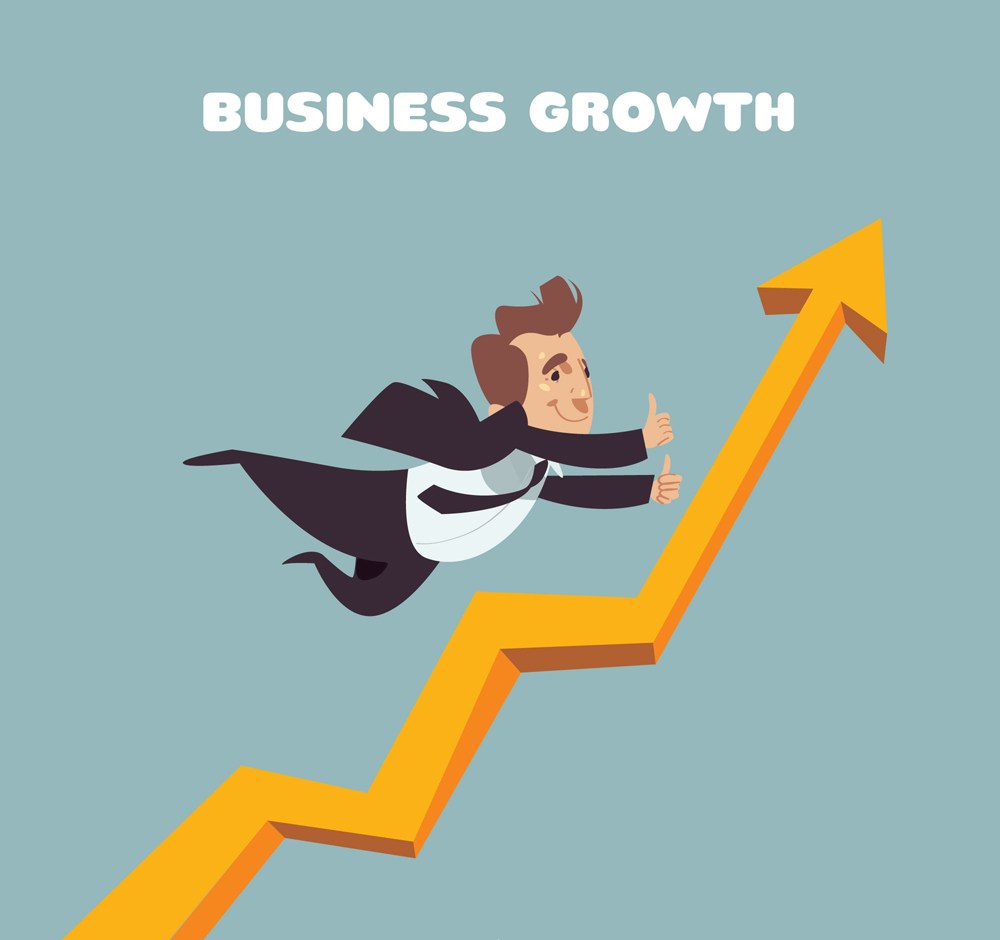 创意业务增长曲线和商务男子矢量图 