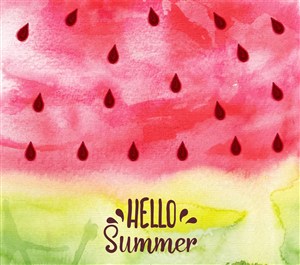 水彩绘夏季西瓜图案矢量素材