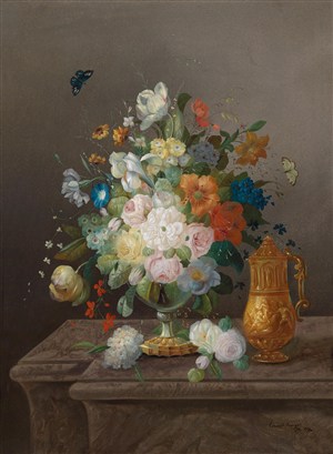 欧式古典花瓶花卉油画图片