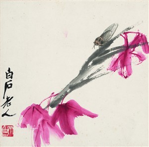 齐白石-1086-红叶鸣蝉图