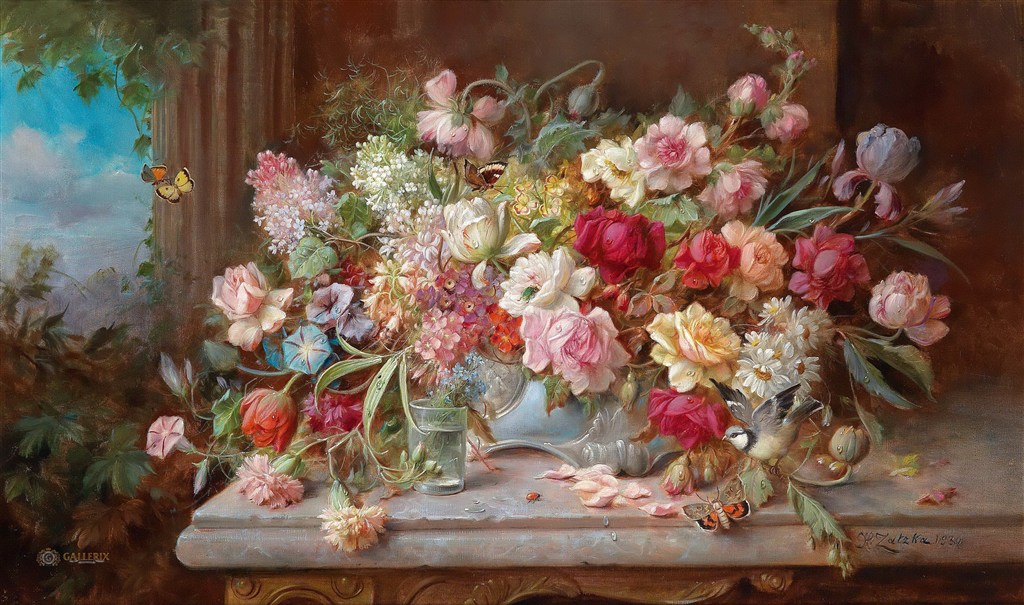 欧式静物古典花卉油画图片