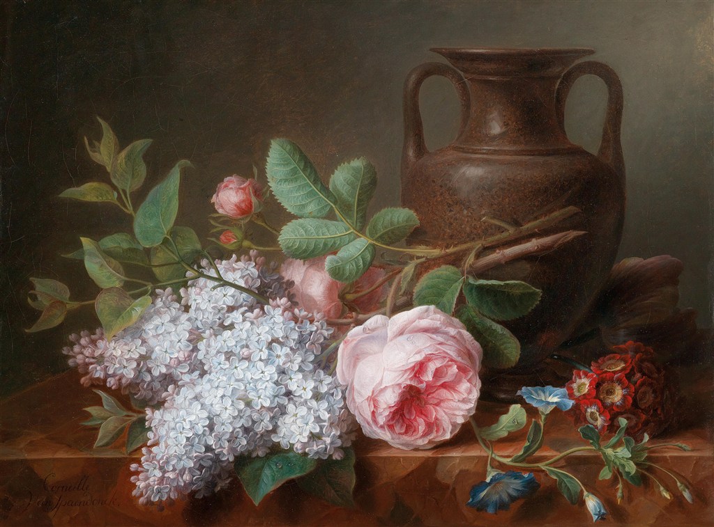 欧美手绘花瓶花卉油画图片