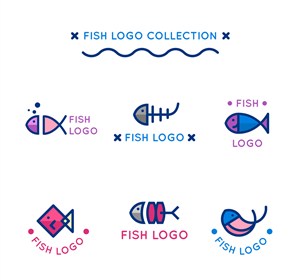6款可爱鱼标志设计矢量图