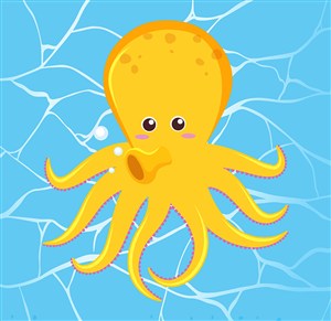 可爱卡通海底世界海洋动物章鱼儿童插画插图背景