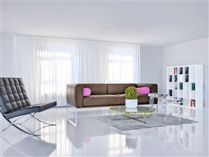 白色简洁客厅装修效果高清图片