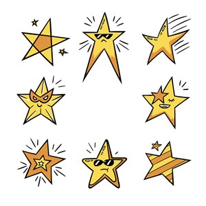 可爱卡通星星形五角星图标LOGO