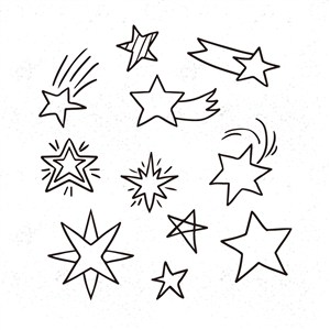 可爱卡通黑白简笔画涂鸦星星形五角星图标LOGO