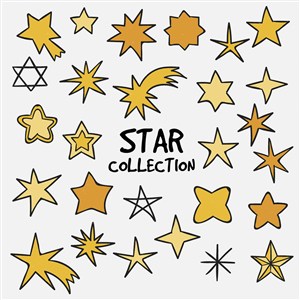 可爱卡通简笔画涂鸦星星形五角星图标LOGO