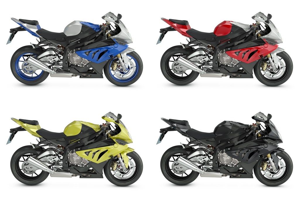 四款不同颜色的越野摩托高清图