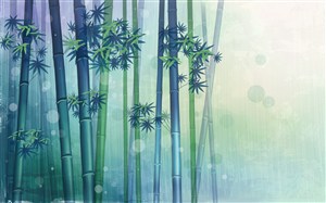 林间竹子手绘背景