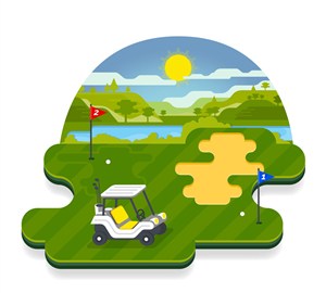 创意高尔夫球场风景矢量素材