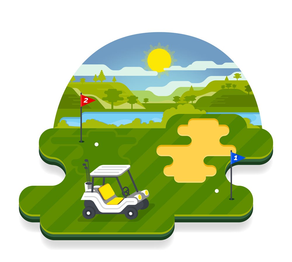 创意高尔夫球场风景矢量素材