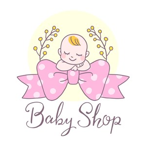 卡通宝宝婴儿矢量粉色蝴蝶结素材矢量