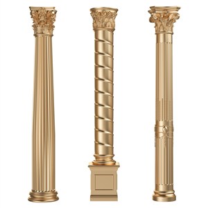 三款欧式复古金色柱子高清图片