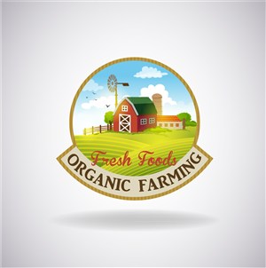 新鮮農場食物標簽矢量素材 