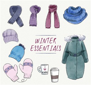 10款时尚冬季配饰和羽绒服矢量素材 