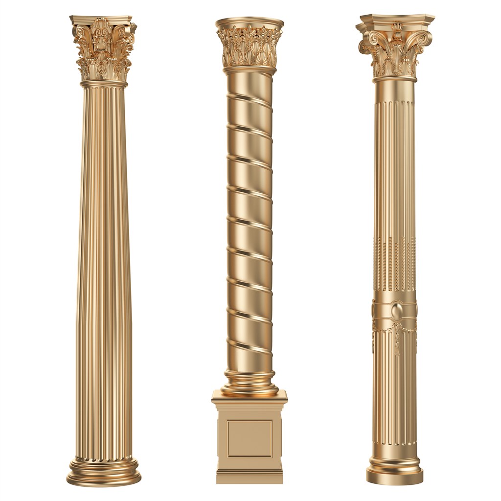 三款欧式复古金色柱子高清图片