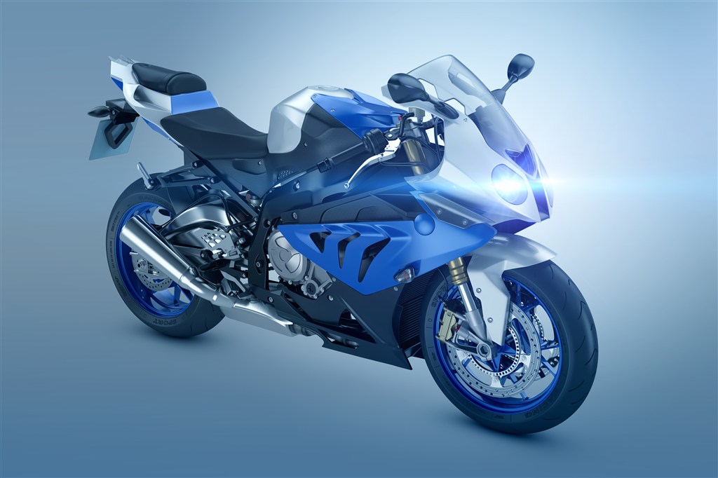 蓝色越野摩托车高清图片