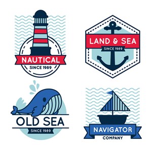 4款创意航海标签矢量素材_lanrentuku.com