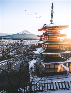 富士山日本古建筑日本风光图片