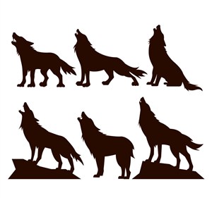 6款创意黑色狼剪影矢量素材