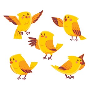 5款黄色鸟设计矢量素材