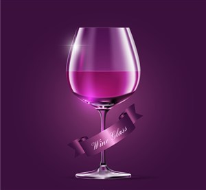精美紫色葡萄酒杯矢量素材