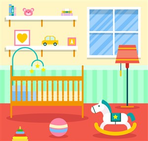 彩色婴儿房设计矢量素材