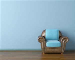 蓝色简约皮质沙发