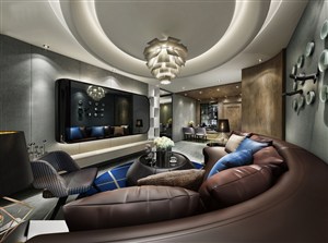 弧形沙发装修不规则现代风格客厅装修效果图