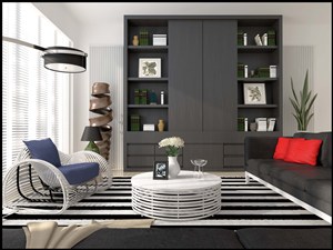 现代风格单身公寓客厅装修效果图