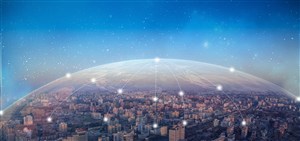 金融商务互联网覆盖城市海报会议背景设计图