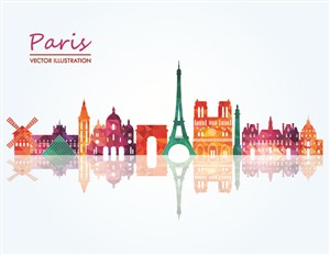 巴黎铁塔时尚建筑矢量背景元素