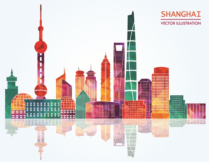 上海东方明珠矢量建筑