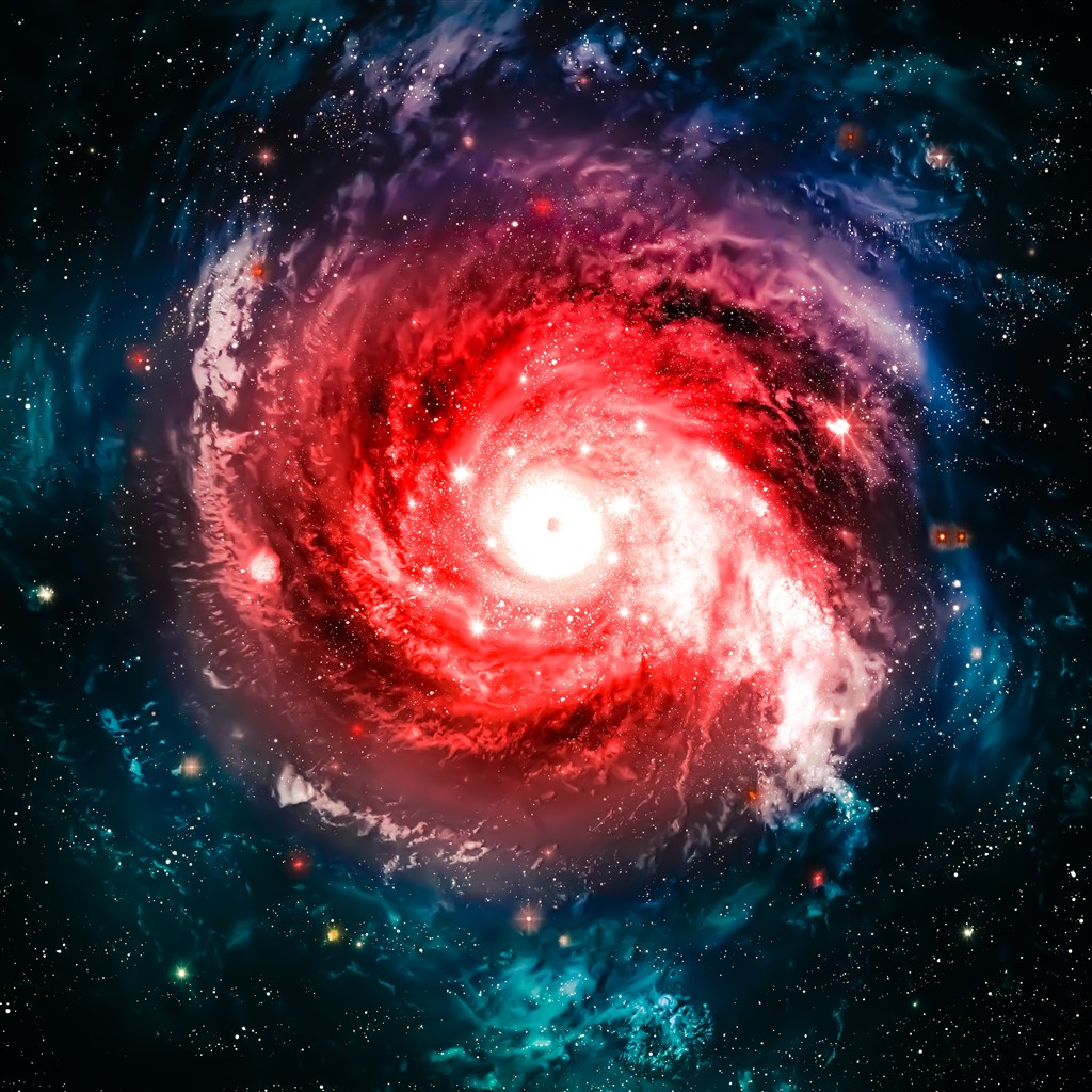 大红色旋涡银河系星系背景图片