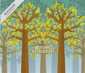 创意秋季树林风景矢量素材