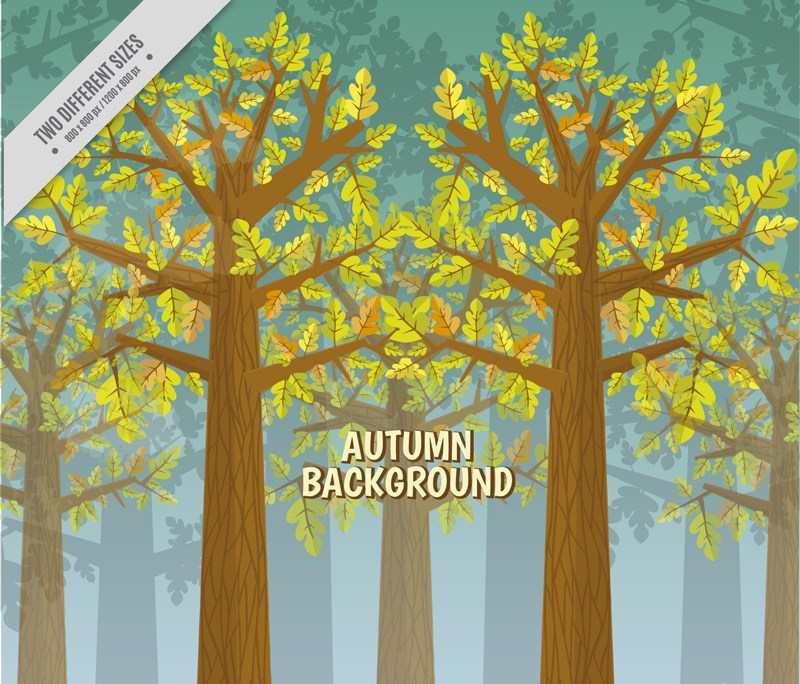 创意秋季树林风景矢量素材
