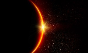 太阳背影金色光圈光影星际科幻背景图片