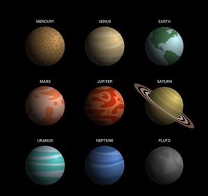 精美太阳系九大行星矢量图