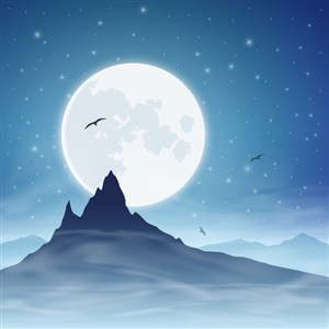 明月山脉矢量风景画