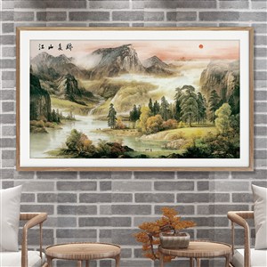 客厅中国水墨山水装饰画素材