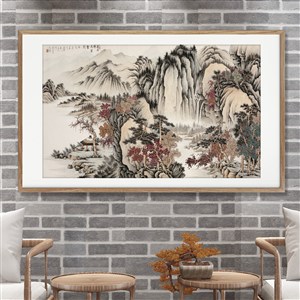 客厅横版中国山水画装饰画