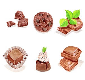6款彩绘美味巧克力矢量素材